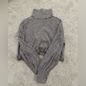 Free People Long Sleeve Crop Top in Red and White Pattern